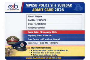 MPESB Police SI and Subedar Admit Card 2026