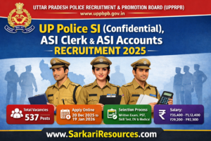 UP Police SI (Confidential), ASI Clerk & ASI Accounts Recruitment 2025